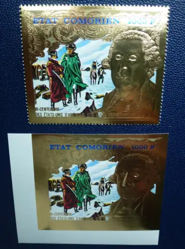 Komoren Comores 1976 Unabhängigkeit USA Washington Gold 264 A B Perf Imperf MNH