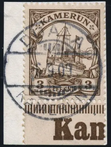 Kamerun 1909 Michel 7 Unterrand ° Duala 6/9/09 Briefstück Luxus / 29