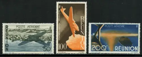 Reunion 1947 Flugpost Flugzeuge Küste Landschaft Airmail 328-330 MNH