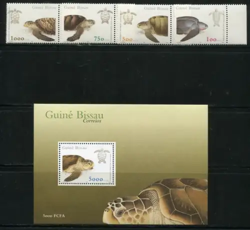 Guinea Bissau 2001 Schildkröten Turtles Meerestiere 1702-1705 Block 350 MNH