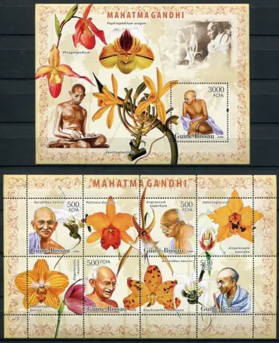 Guinea Bissau 2006 Mahatma Gandhi Blumen Politik Flowers Politics Postfrisch MNH