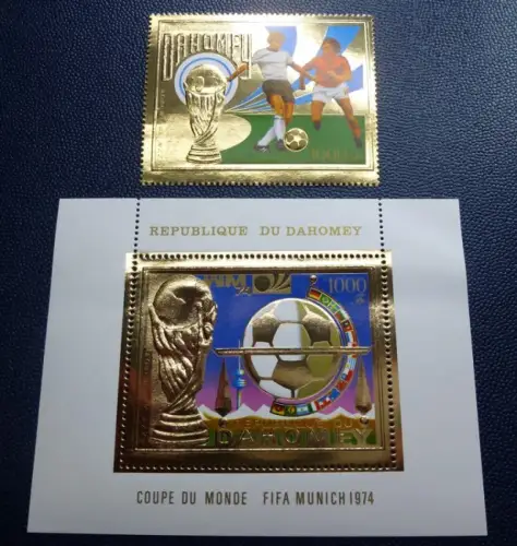 Dahomey 1974 Fußball WM FIFA World Cup Soccer Pokal Gold 586 Block 37 A MNH