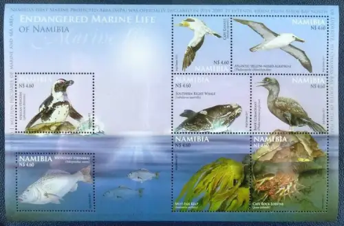 Namibia 2011 Meerestiere Vögel Wal Fische Krabbe Pinguin Block 77 Postfrisch MNH