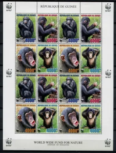 Guinea 2006 WWF Affen Schimpansen Monkey 4222-4225 Kleinbogen MNH