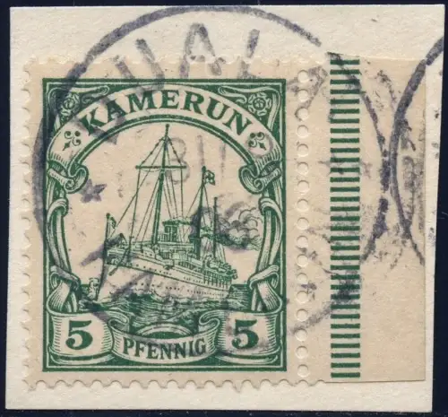 Kamerun 1906 Michel 8 Rand ° Duala 31/8/06 Briefstück Luxus / 80