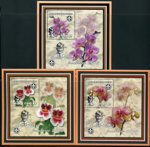 Mosambik 2002 Orchideen Pfadfinder Orchids Scouts Blumen Flowers Blüten MNH