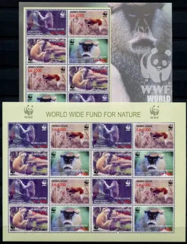 Sierra Leone 2004 WWF Affen Monkeys Kleinbögen Mini Sheets MNH