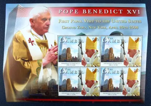Gambia 2008 Papst Benedikt Pope Benedict USA-Reise Religion 5994 Kleinbogen MNH