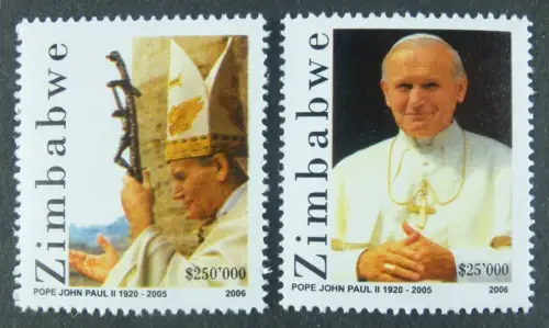 Zimbabwe Simbabwe 2006 Papst Johannes Paul II Pope John Paul 838-39 MNH