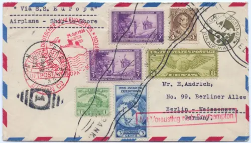 Katapult 1934 USA Red Bank Berlin Ganzsache mit ZuF Catapult H 168 a / 1615