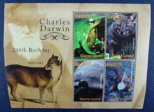 Sierra Leone 2010 Charles Darwin Frosch Schildkröte Fuchs Frog Fox 5324-27 MNH