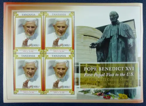 Tanzania 2008 Papst Benedikt Pope Benedict USA-Reise 4582 Kleinbogen MNH