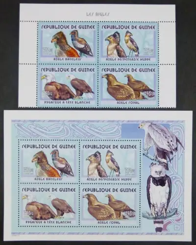Guinea 2001 Greifvögel Adler Birds of Prey 3430-3433 Block 692 Postfrisch MNH