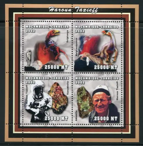 Mosambik 2002 Mineralien Dinosaurier Minerals Dinosaurs Tazieff Postfrisch MNH