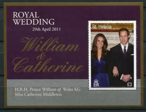 St. Helena 2011 Kgl. Hochzeit Royal Wedding Prinz William Kate Royalty MNH