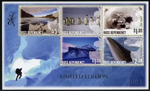 Ross Gebiet 2005 Landschaften Wal Pinguine Antarktis Limited Edition Block 1 MNH