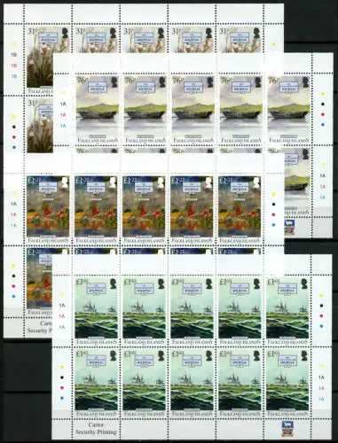 Falklandinseln 2017 50 Jahre Journal Schiffe Wrack 1328-1331 Kleinbogen MNH