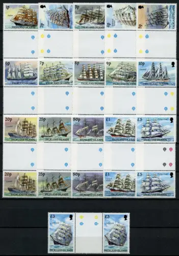 Falklandinseln 1989 Schiffe 488-502 + 517 SG 567-582 Stegpaare MNH / 66