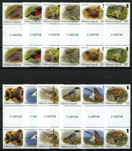 Falklandinseln 2017 Vögel Drossel Zaunkönig Freimarken 1332-1343 Stegpaare MNH