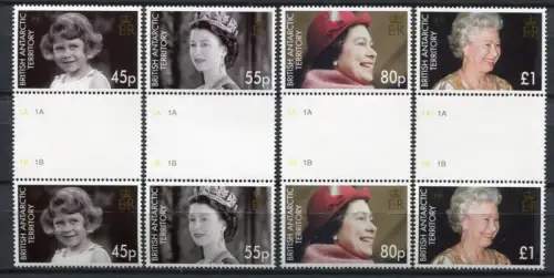 Britische Antarktis BAT 2006 Geburtstag QE II Royalty 416-419 Stegpaare MNH