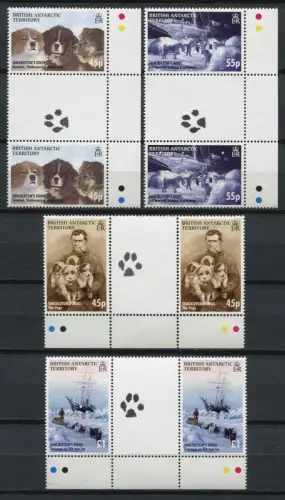 Brit. Antarktis BAT Antarctic 2005 Shackleton Hunde Dogs 408-411 Stegpaare MNH