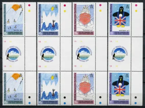 BAT Britische Antarktis 2006 Kinderzeichnungen Pinguine 412-415 Stegpaare MNH