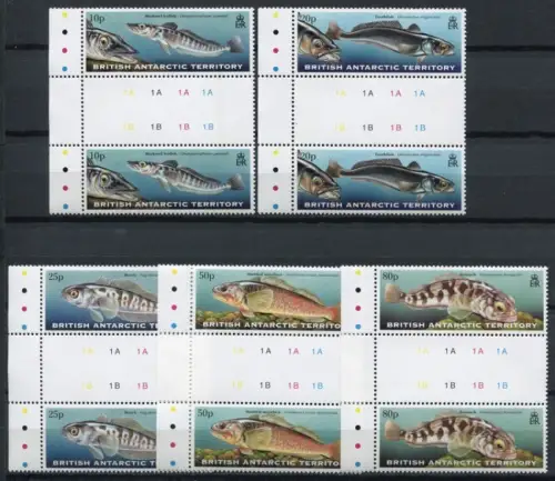 Brit. Antarktis BAT 1999 Fische Fishes Poissons Stegpaare 288-292 MNH
