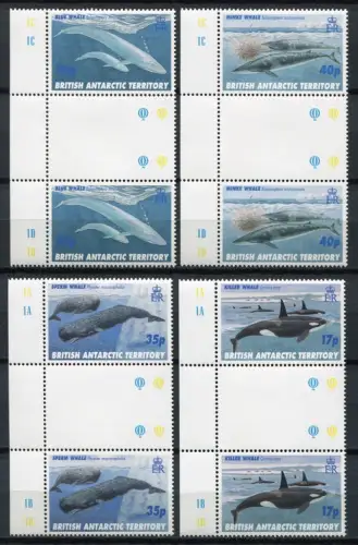 BAT Britische Antarktis 1996 Wale Whales Meerestiere Stegpaare 250-253 MNH
