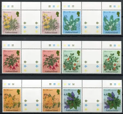 Falklandinseln 1995 Ziersträucher Pflanzen Plants 634-639 Stegpaare MNH