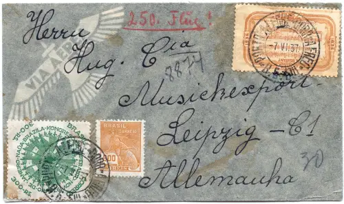Katapult 1937 Brasilien 250. Flug Porto Alegre Leipzig H 548 g Catapult / 1647