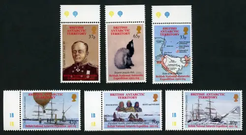 Britische Antarktis BAT 2001 Antarktis-Expedition Geschichte Scott 319-324 MNH