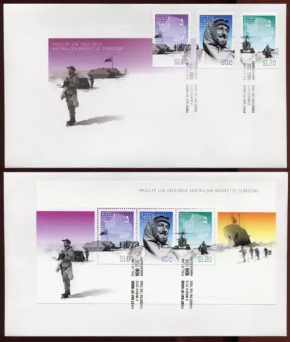 Australische Antarktis AAT 2012 Phillip Law Polarforscher 200-202 Block 8 FDC