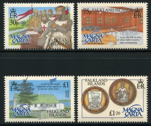 Falklandinseln 2015 Magna Charta Geschichte Ritter König Courtroom MNH