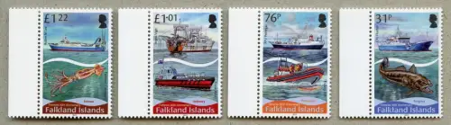 Falklandinseln 2017 Fischerei Fische Tintenfisch Schiffe Ships 1345-1348 MNH