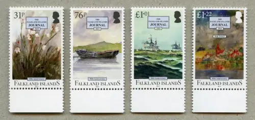 Falklandinseln 2017 50 Jahre Journal Schiffe Wrack Blumen Gemälde 1328-1331 MNH