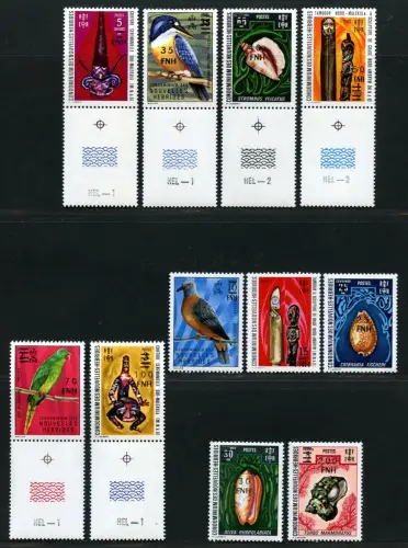 Neue Hebriden 1977 Französische Ausgabe Lokalaufdruck 460-471 II MNH / 857 RAR