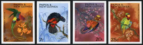 Papua Neuguinea 1967 Papageien Weihnachten Vögel 123-126 U Imperf MNH / 354 RAR