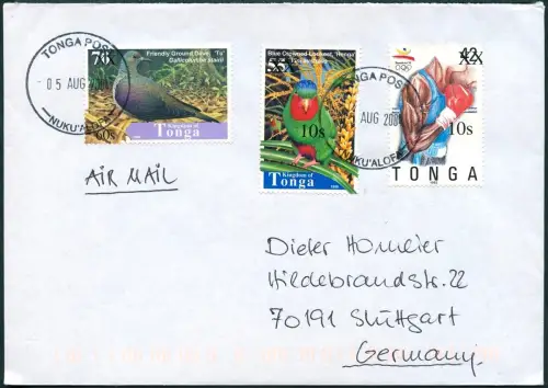 Tonga 2004 Dauer Michel 1687 1691 1699 Aufdrucke Brief Luftpost Deutschland/ 678