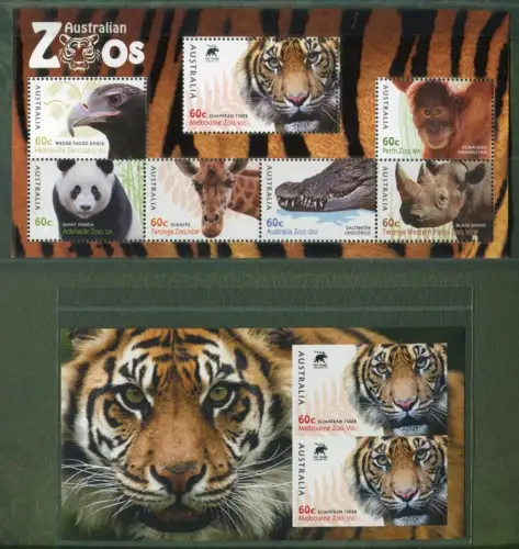 Australien 2012 Tiere Tiger Pandas Block 149 plus Block 156-162 Auflage 500