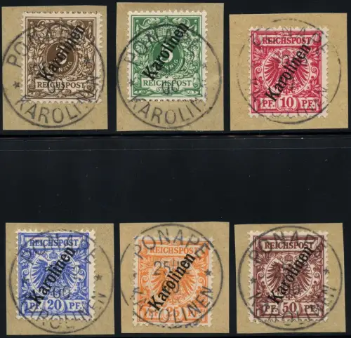 Karolinen 1900 Michel 1-6 II incl 3 b Ponape Luxus-Briefstücke HW Geprüft BPP/4