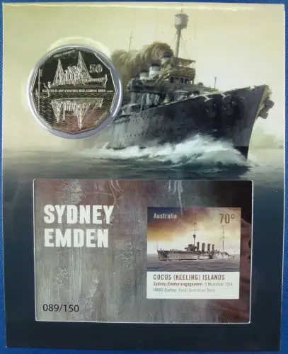 Kokos Inseln Cocos Islands 2015 HMAS Sydney SMS Emden Kriegsschiffe Block 18 MNH