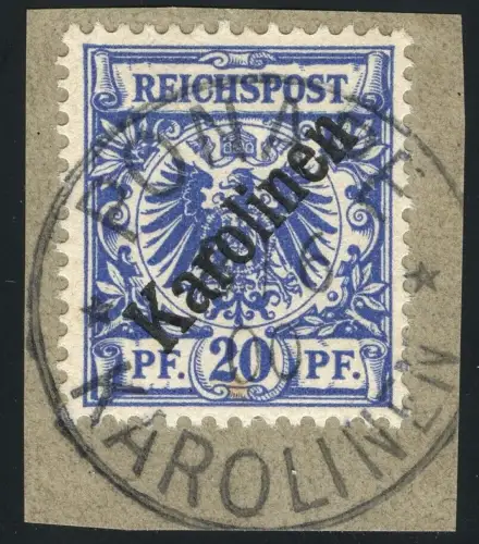 Karolinen 1900 Michel 4 I ° Ponape 8/6/00 Luxus-Briefstück Gepr Steuer BPP / 2