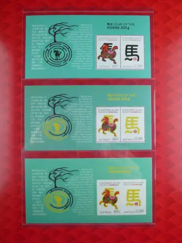 Weihnachtsinsel Christmas Isl 2014 Jahr des Pferdes Horse Seide Silk Block 32-34