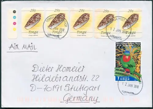 Tonga 2009 Dauer Michel 1735 Aufdruck 30s Papagei Luftpost Brief Deutschland/722