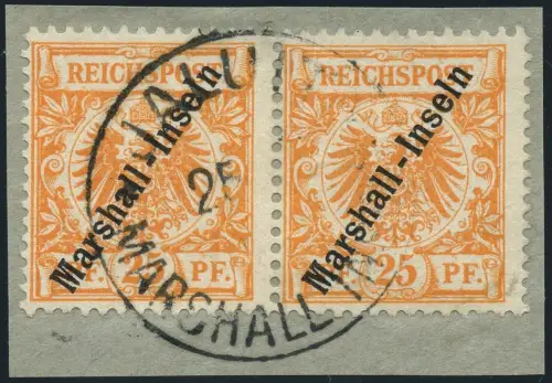 Marshall-Inseln 1899 Michel 11 a Paar Briefstück Jaluit Stempel 2 Einwandfrei/ 3