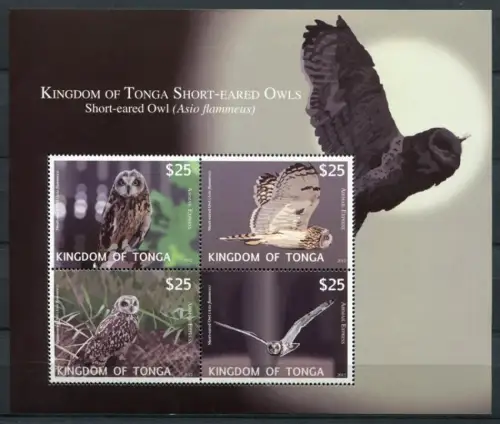 Tonga 2012 Eulen Owls Vögel Birds Block 57 Postfrisch MNH