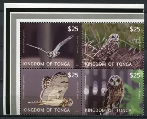 Tonga 2012 Eulen Owls Vögel Birds 1797-1800 Zusammendruck Postfrisch MNH
