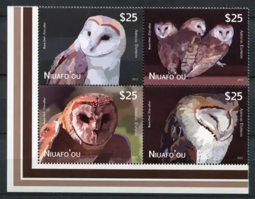 Niuafo`ou 2012 Eulen Owls Vögel Birds  479-482 Satz Zusammendruck Postfrisch MNH