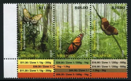 Niuafo'ou 2014 Schmetterlinge Butterflies Papillon Farfalla Mariposa 554-556 MNH