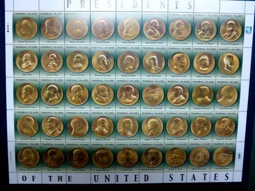 Marshall Inseln 2013 Münzen US-Präsidenten Presidents Coins Bogen MNH